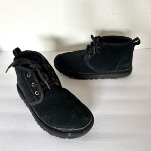 UGG Neumel Womens Chukka Boots Lack Up Ankle Black 1094269 Suede Shearling 39 8
